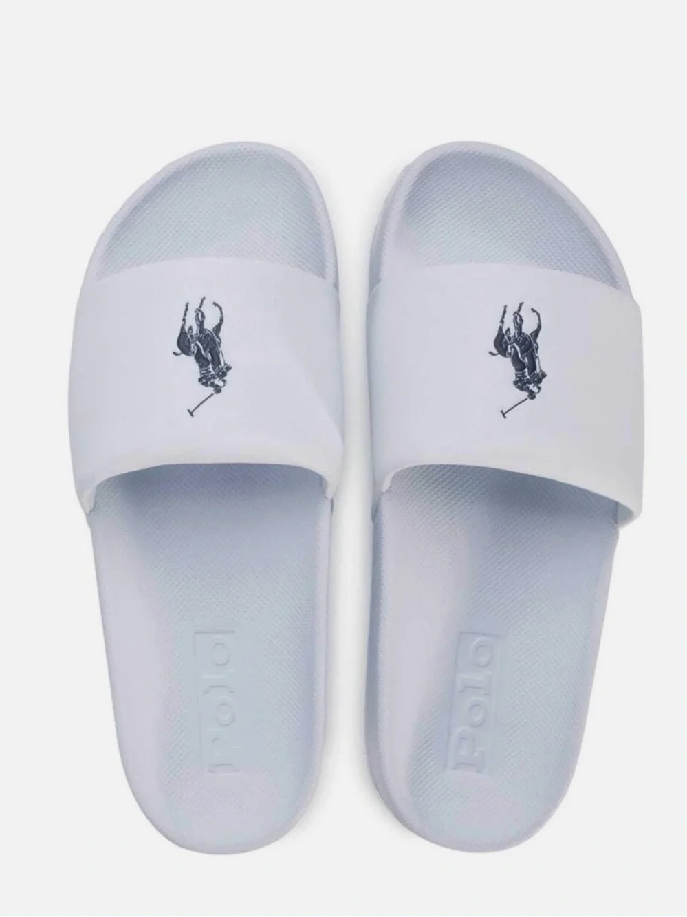 Polo by Ralph Lauren White Logo Slide Sandals